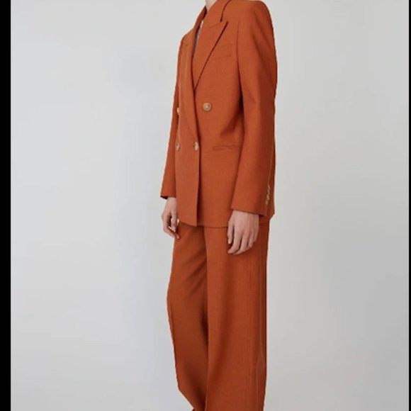 Acne Studios dark burnt orange double breasted suit blazer jacket US 2 4 - Picture 14 of 16